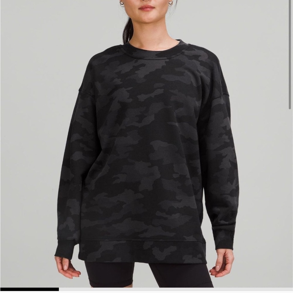 Lululemon Athletica Perfectly Oversized Crew In Black Gray Camo Size 4 - Picture 7 of 7